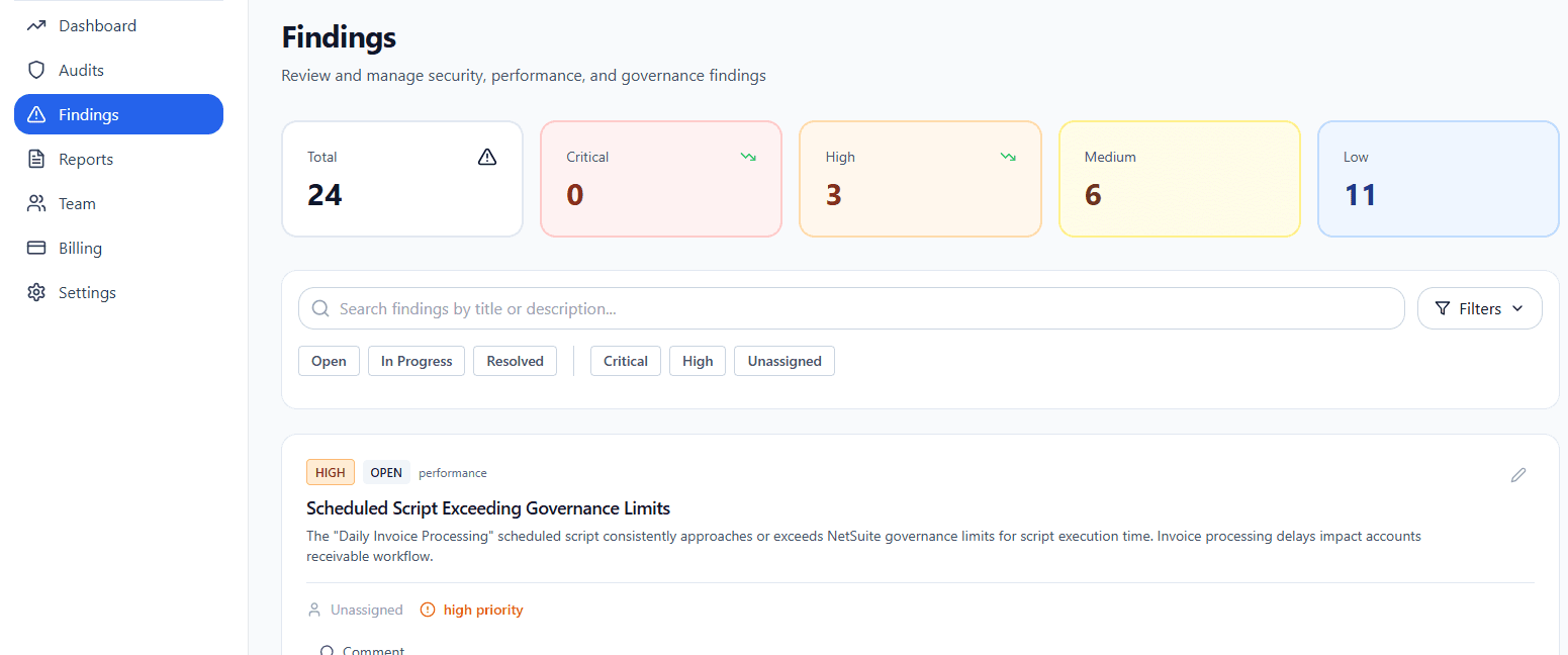 NetSuite Health Check Recommendations